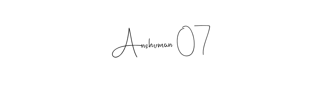 Use a signature maker to create a handwritten signature online. With this signature software, you can design (Andilay-7BmLP) your own signature for name Anshuman 07. Anshuman 07 signature style 4 images and pictures png