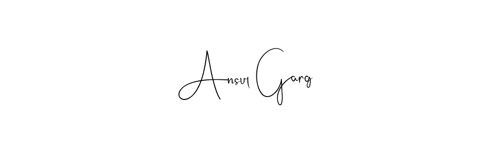 How to make Ansul Garg name signature. Use Andilay-7BmLP style for creating short signs online. This is the latest handwritten sign. Ansul Garg signature style 4 images and pictures png
