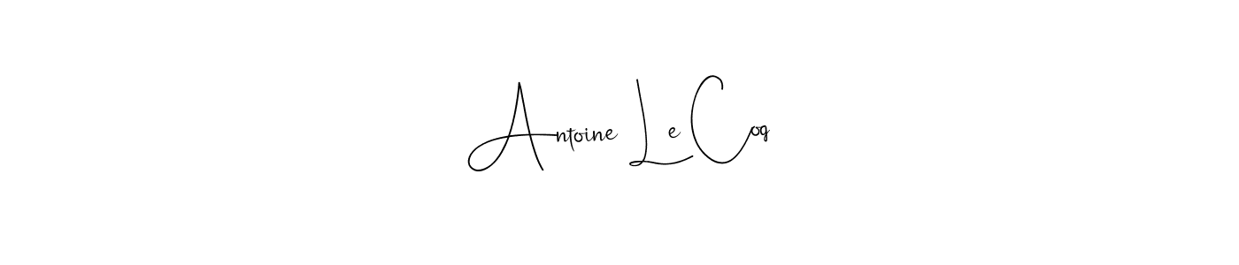 How to make Antoine Le Coq name signature. Use Andilay-7BmLP style for creating short signs online. This is the latest handwritten sign. Antoine Le Coq signature style 4 images and pictures png