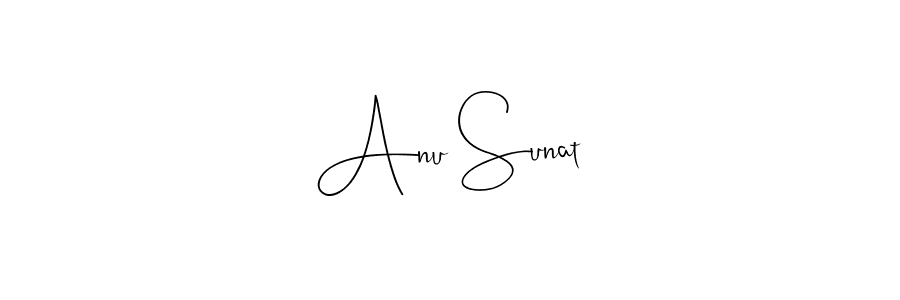 How to make Anu Sunat name signature. Use Andilay-7BmLP style for creating short signs online. This is the latest handwritten sign. Anu Sunat signature style 4 images and pictures png