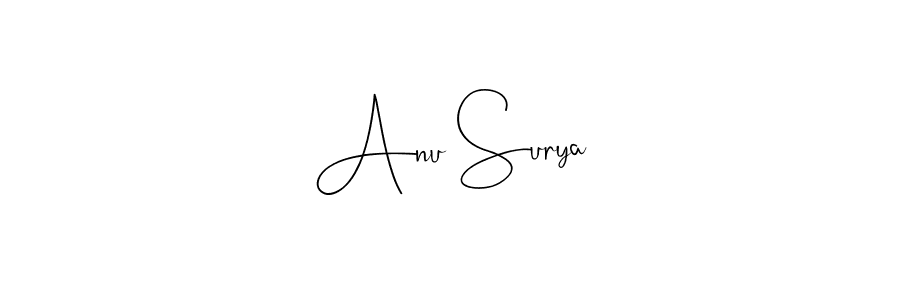 The best way (Andilay-7BmLP) to make a short signature is to pick only two or three words in your name. The name Anu Surya include a total of six letters. For converting this name. Anu Surya signature style 4 images and pictures png