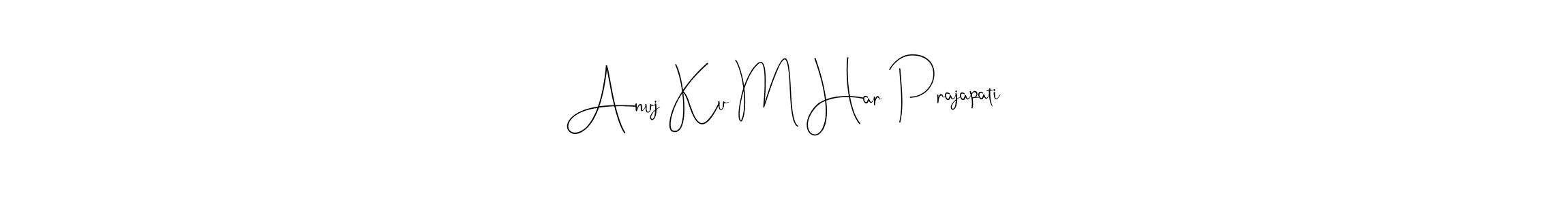 if you are searching for the best signature style for your name Anuj Ku M Har Prajapati. so please give up your signature search. here we have designed multiple signature styles  using Andilay-7BmLP. Anuj Ku M Har Prajapati signature style 4 images and pictures png