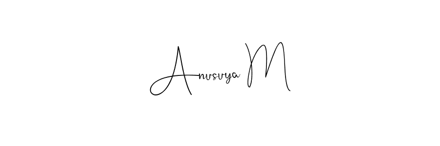 How to make Anusuya M name signature. Use Andilay-7BmLP style for creating short signs online. This is the latest handwritten sign. Anusuya M signature style 4 images and pictures png