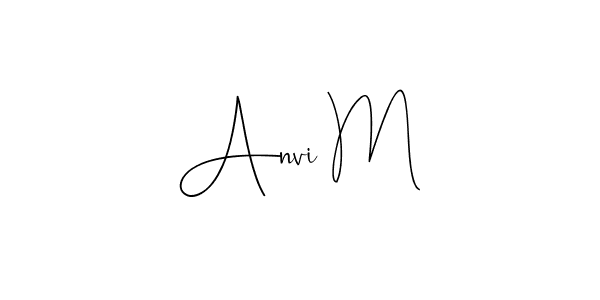 How to make Anvi M name signature. Use Andilay-7BmLP style for creating short signs online. This is the latest handwritten sign. Anvi M signature style 4 images and pictures png