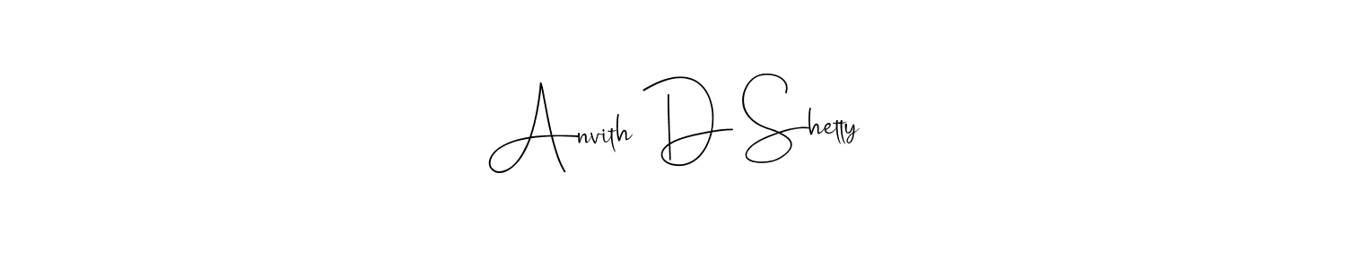 The best way (Andilay-7BmLP) to make a short signature is to pick only two or three words in your name. The name Anvith D Shetty include a total of six letters. For converting this name. Anvith D Shetty signature style 4 images and pictures png