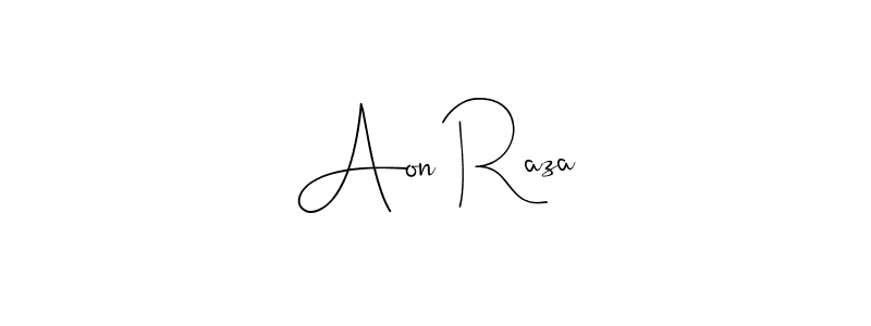 How to make Aon Raza name signature. Use Andilay-7BmLP style for creating short signs online. This is the latest handwritten sign. Aon Raza signature style 4 images and pictures png