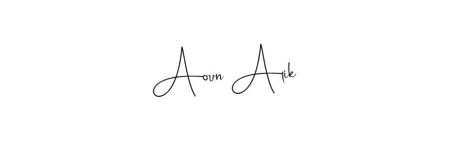 You can use this online signature creator to create a handwritten signature for the name Aoun Alik. This is the best online autograph maker. Aoun Alik signature style 4 images and pictures png