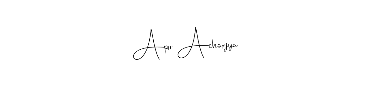 Make a beautiful signature design for name Apu Acharjya. With this signature (Andilay-7BmLP) style, you can create a handwritten signature for free. Apu Acharjya signature style 4 images and pictures png