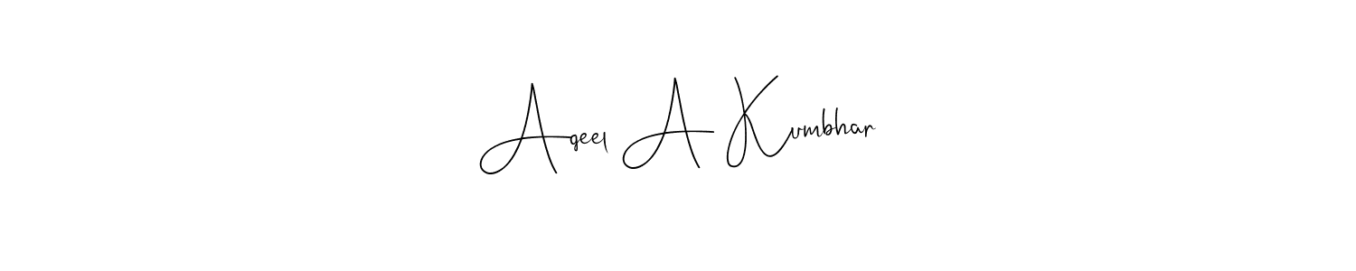 Use a signature maker to create a handwritten signature online. With this signature software, you can design (Andilay-7BmLP) your own signature for name Aqeel A Kumbhar. Aqeel A Kumbhar signature style 4 images and pictures png