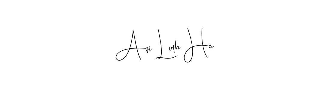 Similarly Andilay-7BmLP is the best handwritten signature design. Signature creator online .You can use it as an online autograph creator for name Aqi Luth Ha. Aqi Luth Ha signature style 4 images and pictures png