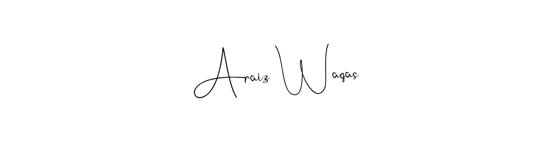 How to make Araiz Waqas name signature. Use Andilay-7BmLP style for creating short signs online. This is the latest handwritten sign. Araiz Waqas signature style 4 images and pictures png