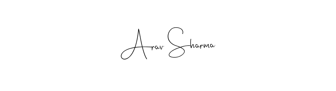 How to make Arav Sharma name signature. Use Andilay-7BmLP style for creating short signs online. This is the latest handwritten sign. Arav Sharma signature style 4 images and pictures png