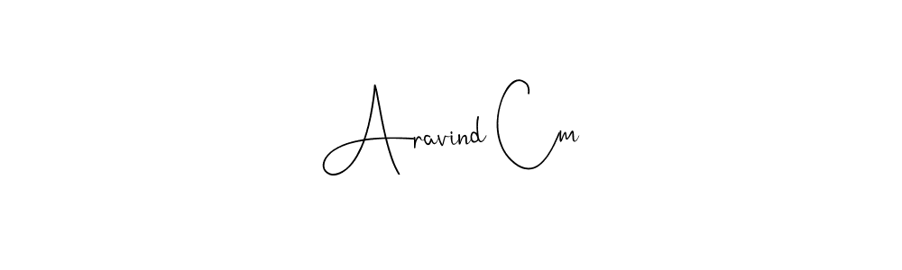 if you are searching for the best signature style for your name Aravind Cm. so please give up your signature search. here we have designed multiple signature styles  using Andilay-7BmLP. Aravind Cm signature style 4 images and pictures png