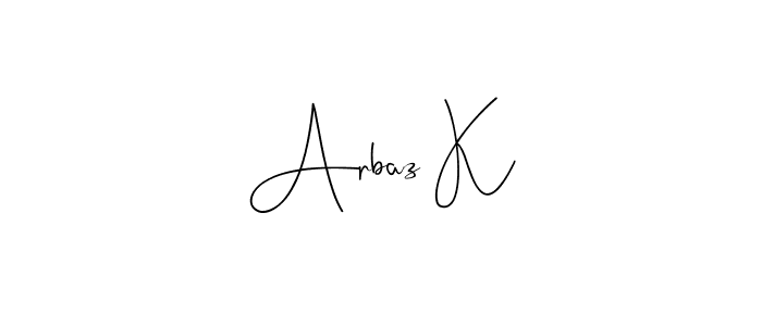 It looks lik you need a new signature style for name Arbaz K. Design unique handwritten (Andilay-7BmLP) signature with our free signature maker in just a few clicks. Arbaz K signature style 4 images and pictures png