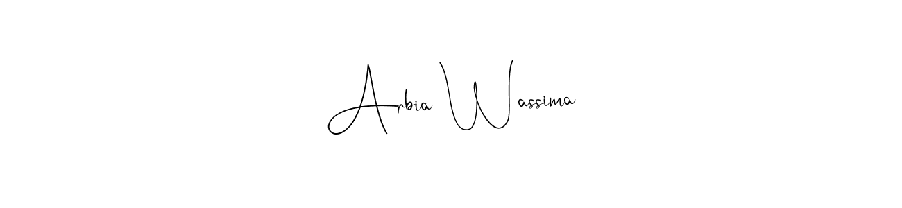 You should practise on your own different ways (Andilay-7BmLP) to write your name (Arbia Wassima) in signature. don't let someone else do it for you. Arbia Wassima signature style 4 images and pictures png