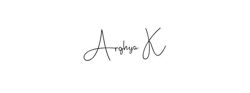 Also You can easily find your signature by using the search form. We will create Arghya K name handwritten signature images for you free of cost using Andilay-7BmLP sign style. Arghya K signature style 4 images and pictures png