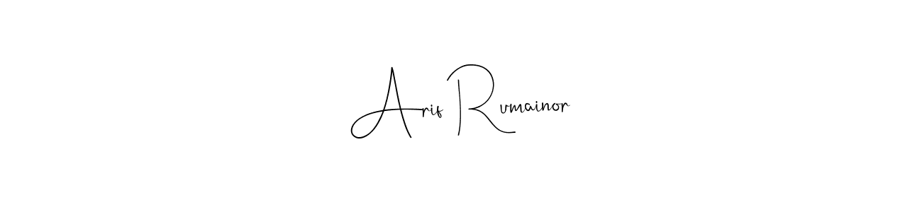 You should practise on your own different ways (Andilay-7BmLP) to write your name (Arif Rumainor) in signature. don't let someone else do it for you. Arif Rumainor signature style 4 images and pictures png