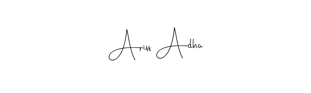 How to make Ariff Adha name signature. Use Andilay-7BmLP style for creating short signs online. This is the latest handwritten sign. Ariff Adha signature style 4 images and pictures png