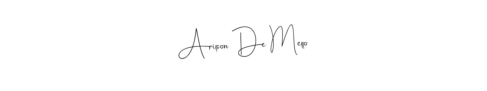 You can use this online signature creator to create a handwritten signature for the name Arilson De Mello. This is the best online autograph maker. Arilson De Mello signature style 4 images and pictures png