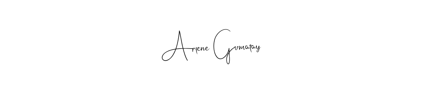Make a beautiful signature design for name Arlene Gumatay. With this signature (Andilay-7BmLP) style, you can create a handwritten signature for free. Arlene Gumatay signature style 4 images and pictures png