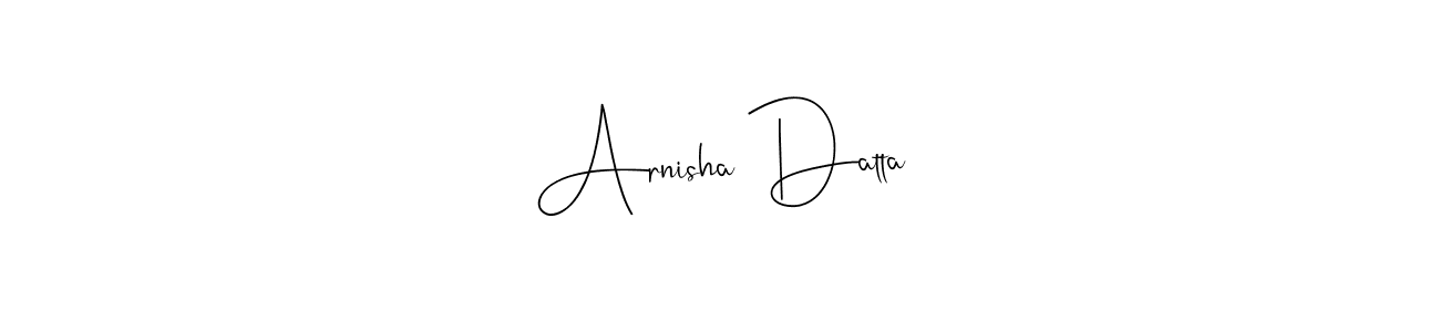 The best way (Andilay-7BmLP) to make a short signature is to pick only two or three words in your name. The name Arnisha Datta include a total of six letters. For converting this name. Arnisha Datta signature style 4 images and pictures png
