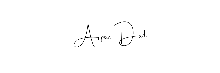 The best way (Andilay-7BmLP) to make a short signature is to pick only two or three words in your name. The name Arpan Dad include a total of six letters. For converting this name. Arpan Dad signature style 4 images and pictures png