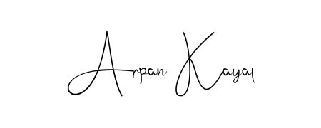 A modern signature idea for name Arpan Kayal using Andilay-7BmLP font. Clean strokes and elegant curves make it stand out instantly. Arpan Kayal signature style 4 images and pictures png
