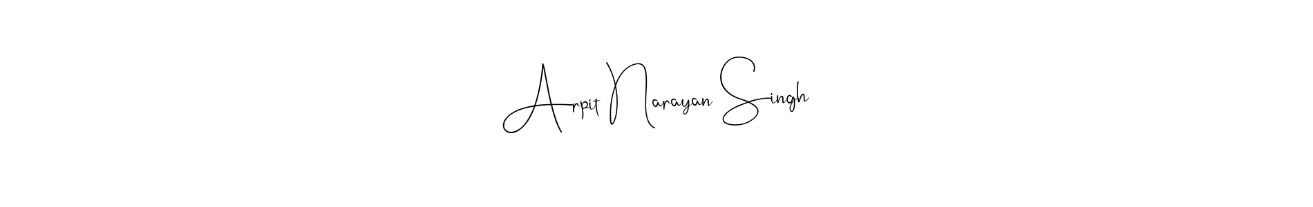 Andilay-7BmLP is a professional signature style that is perfect for those who want to add a touch of class to their signature. It is also a great choice for those who want to make their signature more unique. Get Arpit Narayan Singh name to fancy signature for free. Arpit Narayan Singh signature style 4 images and pictures png