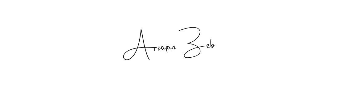 How to make Arsalan Zeb name signature. Use Andilay-7BmLP style for creating short signs online. This is the latest handwritten sign. Arsalan Zeb signature style 4 images and pictures png
