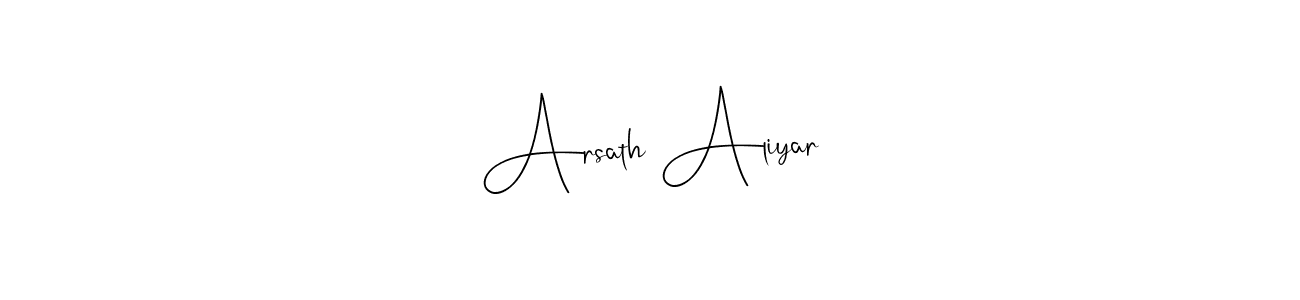 Andilay-7BmLP is a professional signature style that is perfect for those who want to add a touch of class to their signature. It is also a great choice for those who want to make their signature more unique. Get Arsath Aliyar name to fancy signature for free. Arsath Aliyar signature style 4 images and pictures png