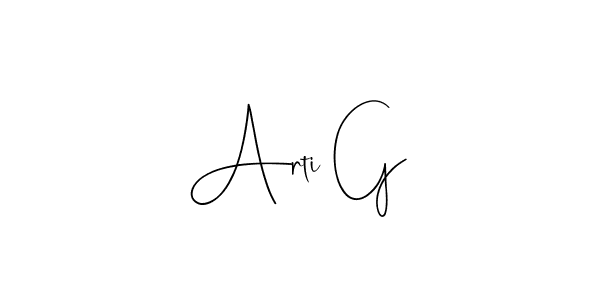 Make a beautiful signature design for name Arti G. With this signature (Andilay-7BmLP) style, you can create a handwritten signature for free. Arti G signature style 4 images and pictures png