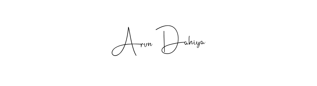 How to make Arun Dahiya name signature. Use Andilay-7BmLP style for creating short signs online. This is the latest handwritten sign. Arun Dahiya signature style 4 images and pictures png