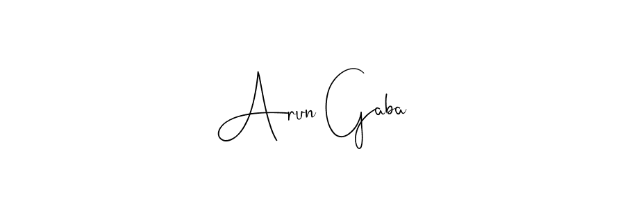 How to make Arun Gaba name signature. Use Andilay-7BmLP style for creating short signs online. This is the latest handwritten sign. Arun Gaba signature style 4 images and pictures png