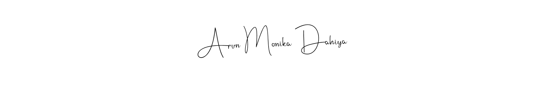 Similarly Andilay-7BmLP is the best handwritten signature design. Signature creator online .You can use it as an online autograph creator for name Arun Monika Dahiya. Arun Monika Dahiya signature style 4 images and pictures png