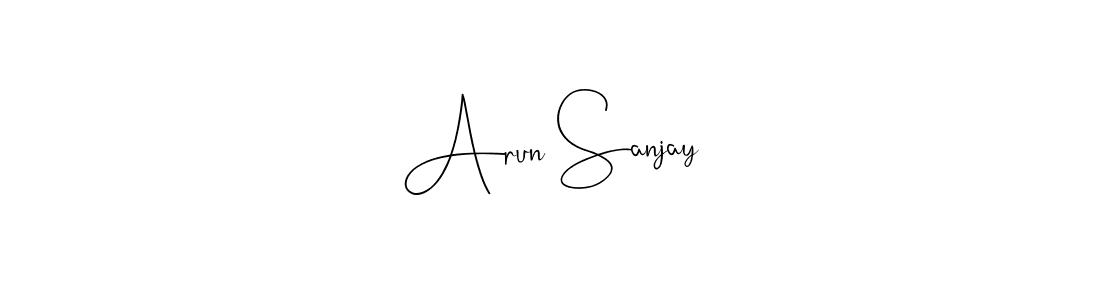 if you are searching for the best signature style for your name Arun Sanjay. so please give up your signature search. here we have designed multiple signature styles  using Andilay-7BmLP. Arun Sanjay signature style 4 images and pictures png
