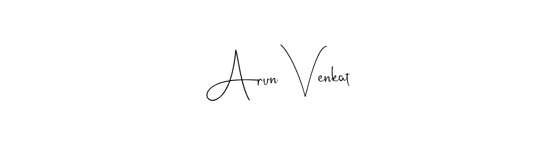 How to make Arun Venkat name signature. Use Andilay-7BmLP style for creating short signs online. This is the latest handwritten sign. Arun Venkat signature style 4 images and pictures png