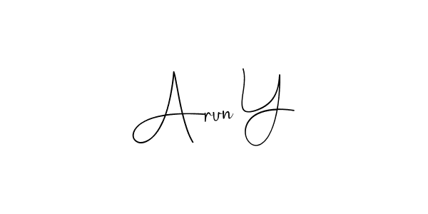 How to make Arun Y name signature. Use Andilay-7BmLP style for creating short signs online. This is the latest handwritten sign. Arun Y signature style 4 images and pictures png