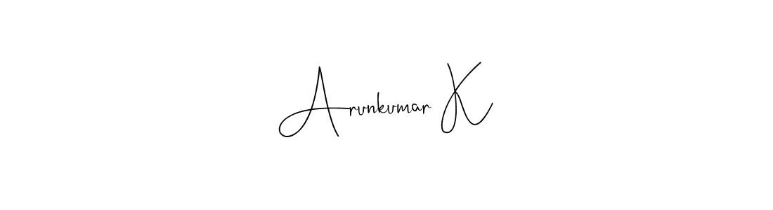 You should practise on your own different ways (Andilay-7BmLP) to write your name (Arunkumar K) in signature. don't let someone else do it for you. Arunkumar K signature style 4 images and pictures png