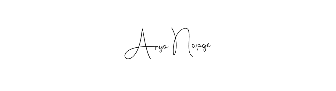 How to make Arya Nalage name signature. Use Andilay-7BmLP style for creating short signs online. This is the latest handwritten sign. Arya Nalage signature style 4 images and pictures png