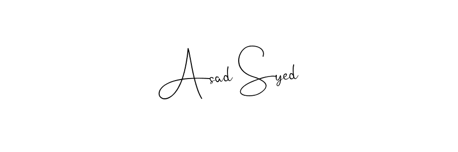 How to make Asad Syed name signature. Use Andilay-7BmLP style for creating short signs online. This is the latest handwritten sign. Asad Syed signature style 4 images and pictures png