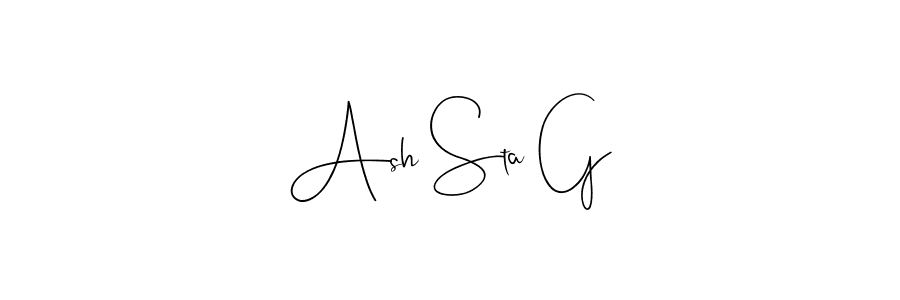 if you are searching for the best signature style for your name Ash Sta G. so please give up your signature search. here we have designed multiple signature styles  using Andilay-7BmLP. Ash Sta G signature style 4 images and pictures png