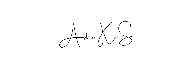 It looks lik you need a new signature style for name Asha K S. Design unique handwritten (Andilay-7BmLP) signature with our free signature maker in just a few clicks. Asha K S signature style 4 images and pictures png