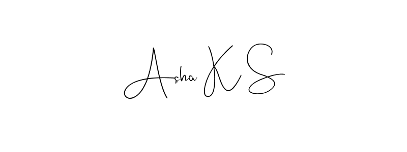 You should practise on your own different ways (Andilay-7BmLP) to write your name (Asha K S) in signature. don't let someone else do it for you. Asha K S signature style 4 images and pictures png