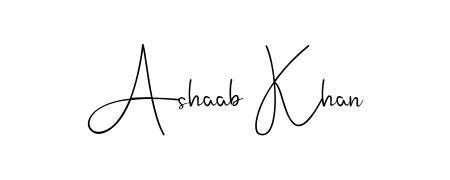 If you are searching for the best signature style for your name Ashaab Khan, here we have designed multiple signature styles using Andilay-7BmLP. Ashaab Khan signature style 4 images and pictures png