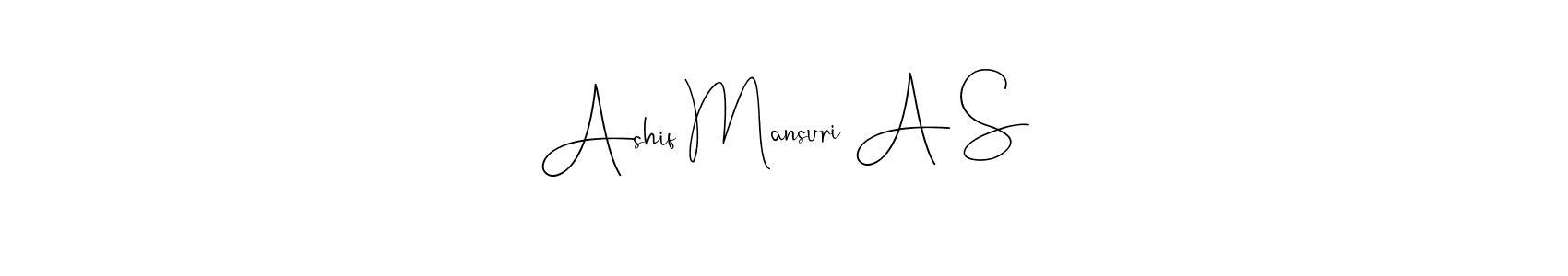 You can use this online signature creator to create a handwritten signature for the name Ashif Mansuri A S. This is the best online autograph maker. Ashif Mansuri A S signature style 4 images and pictures png