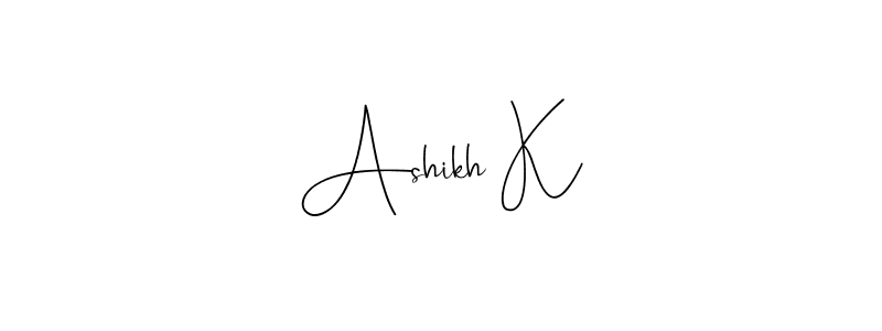Use a signature maker to create a handwritten signature online. With this signature software, you can design (Andilay-7BmLP) your own signature for name Ashikh K. Ashikh K signature style 4 images and pictures png