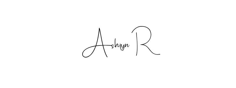 You should practise on your own different ways (Andilay-7BmLP) to write your name (Ashlyn R) in signature. don't let someone else do it for you. Ashlyn R signature style 4 images and pictures png