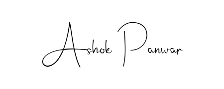 A stylish, flowing autograph style designed for name Ashok Panwar using Andilay-7BmLP typography. Perfect for digital creative projects. Ashok Panwar signature style 4 images and pictures png