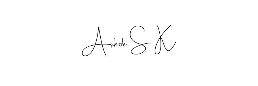 Create a beautiful signature design for name Ashok S K. With this signature (Andilay-7BmLP) fonts, you can make a handwritten signature for free. Ashok S K signature style 4 images and pictures png