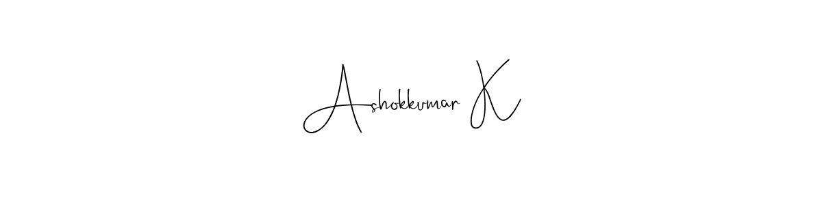The best way (Andilay-7BmLP) to make a short signature is to pick only two or three words in your name. The name Ashokkumar K include a total of six letters. For converting this name. Ashokkumar K signature style 4 images and pictures png